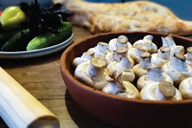 Maia and Nina's Magic Kitchen - Georgian starters: walnuts, eggplant, and baked mushrooms