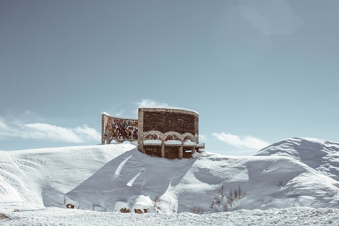 Private day trip to the Caucasus mountains and the Russian border - Gergeti Trinity Church above Kazbegi